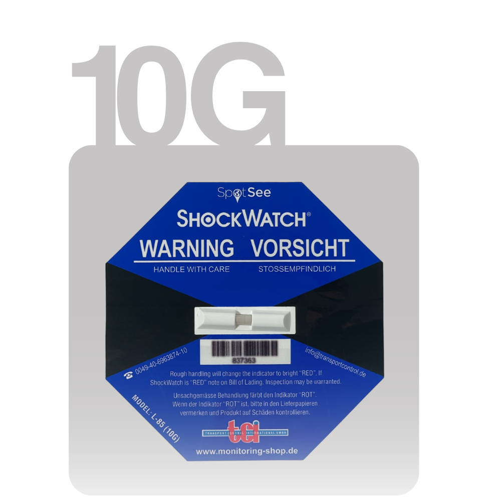ShockWatch Label Stoßindikator blau, Grenzwert 10 g bei 50 ms