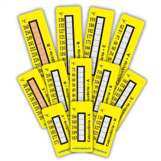 Strisce di misurazione CelsiusStrip da 40 &deg;C a 138 &deg;C &ndash; Lettura singola e autoadesive