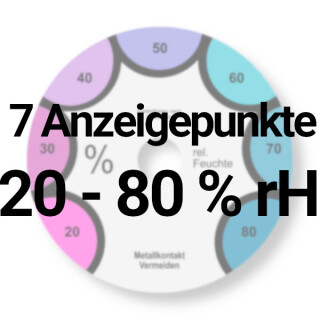 7 Anzeigepunkte: 20 - 80 % rH